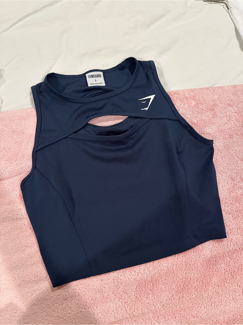 Gymshark Navy Cutout Crop Top with Logo